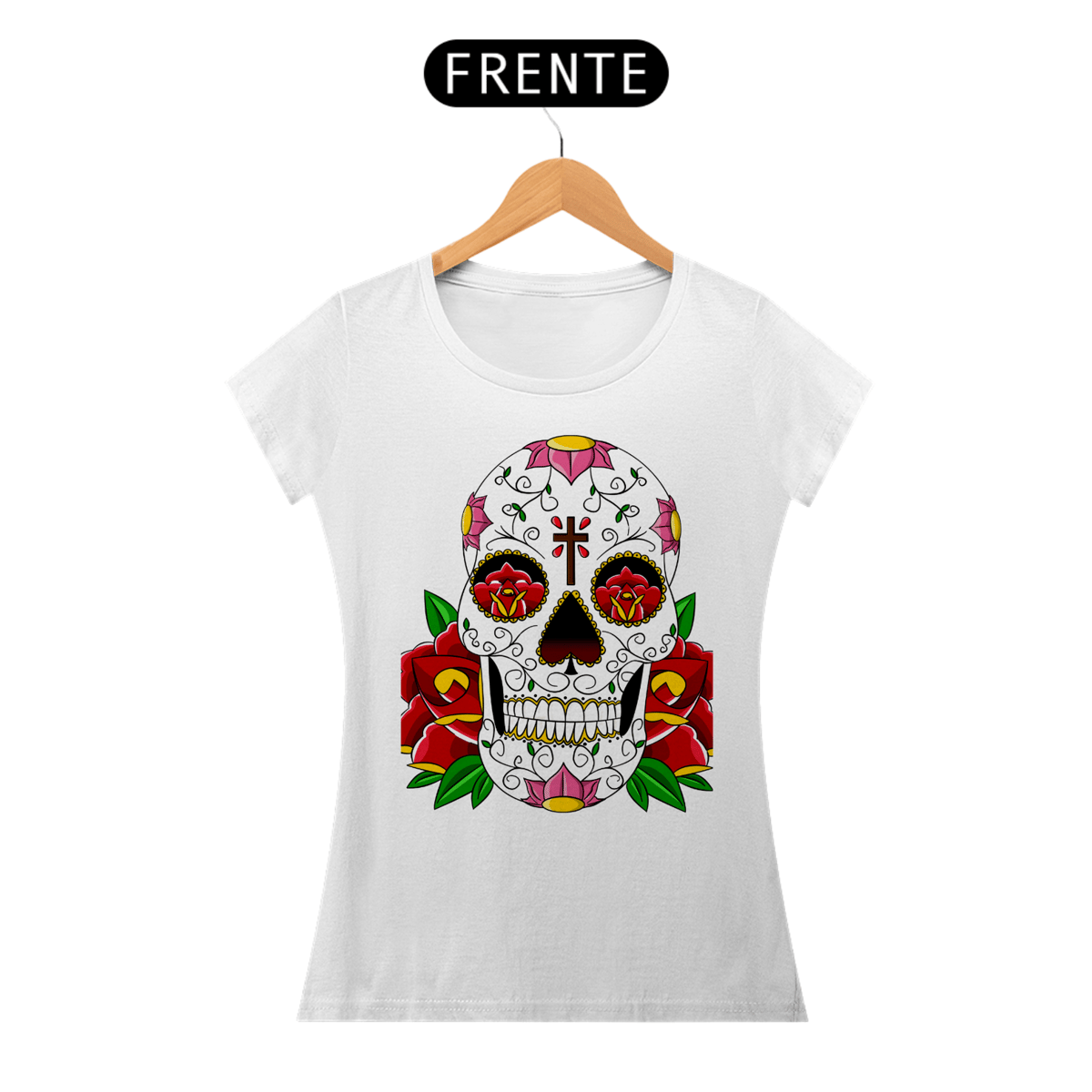 Nome do produto: T-SHIRT BABY LONG CAVEIRA COLORS