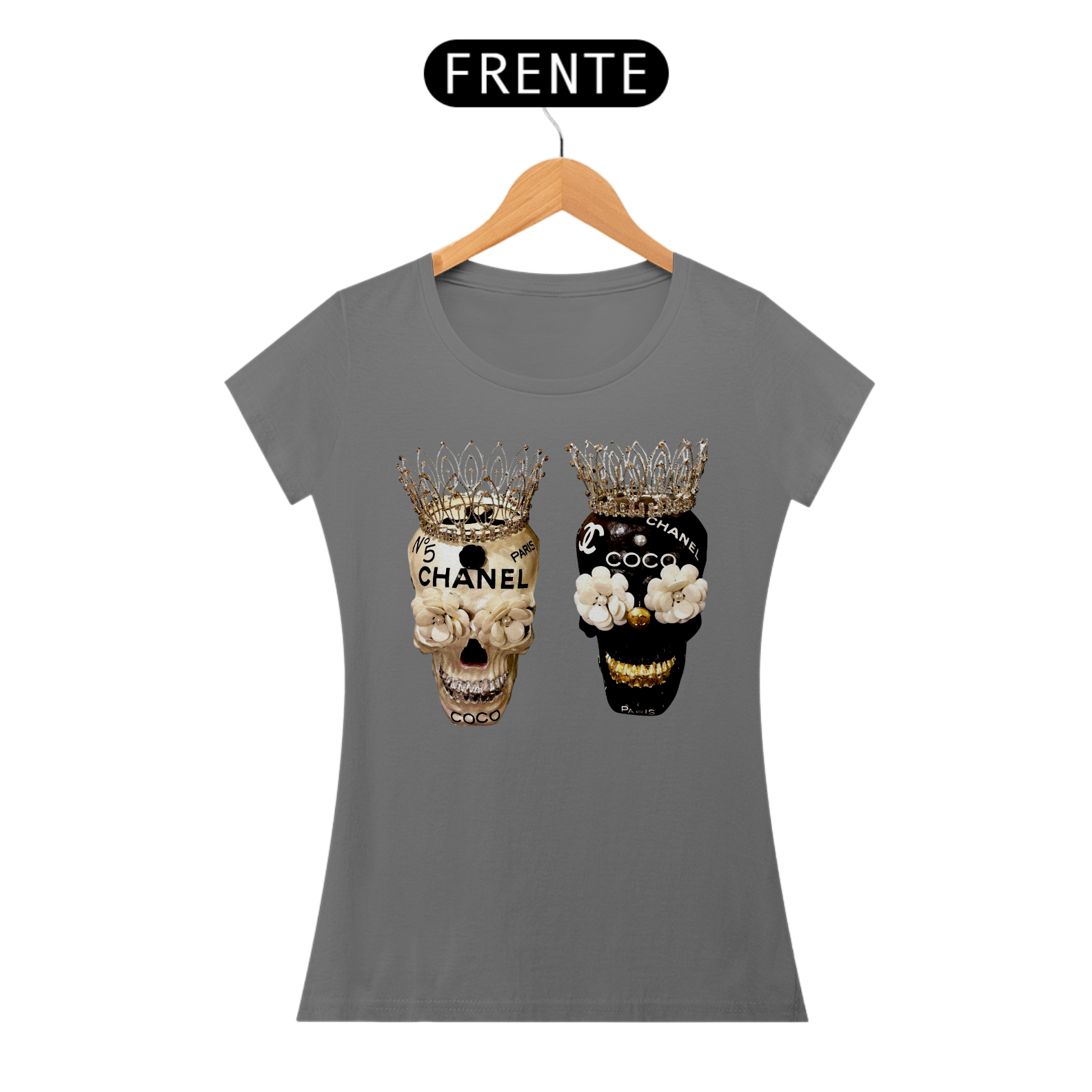 T-SHIRT CAVEIRA DUPLA CHANEL COROA