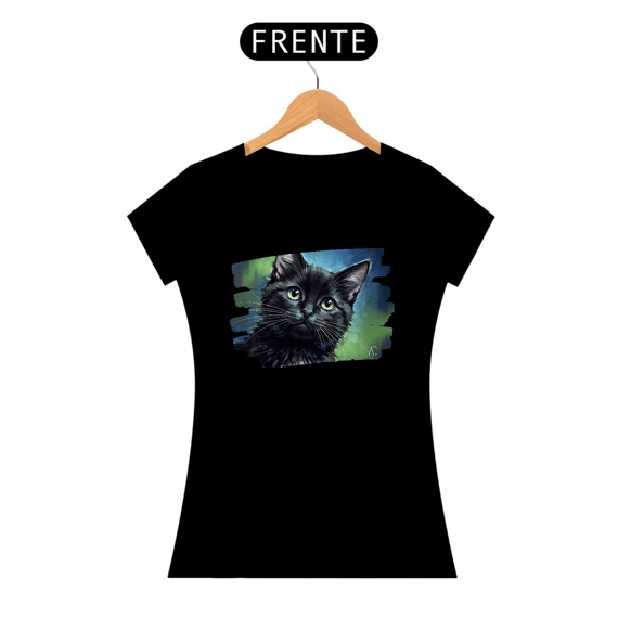 Baby Long Gato Preto Aquarela