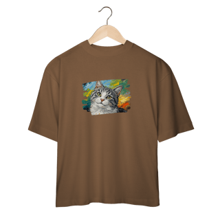 Nome do produto Camiseta Oversized Gatinho Aquarela