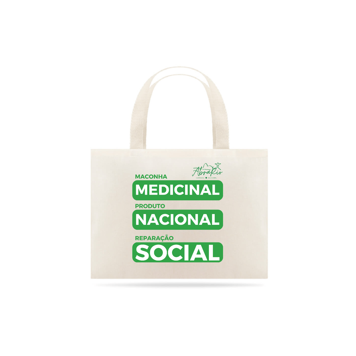 Nome do produto: Eco Bag Verde e Branco - Medicinal, Nacional e Social