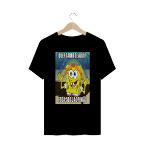 Camisa de Malha Plus Size Bob Esponja Foda-se a Sua Opinião