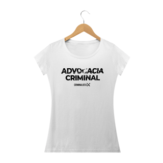 Nome do produto Camiseta Feminina BRANCA e CINZA Advocacia Criminal 02