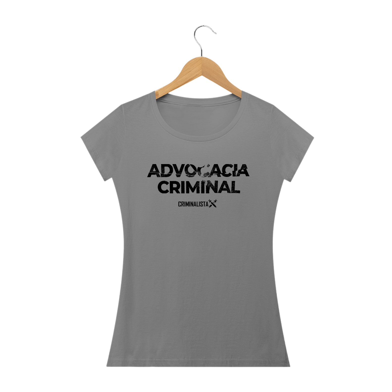 Camiseta Feminina BRANCA e CINZA Advocacia Criminal 02