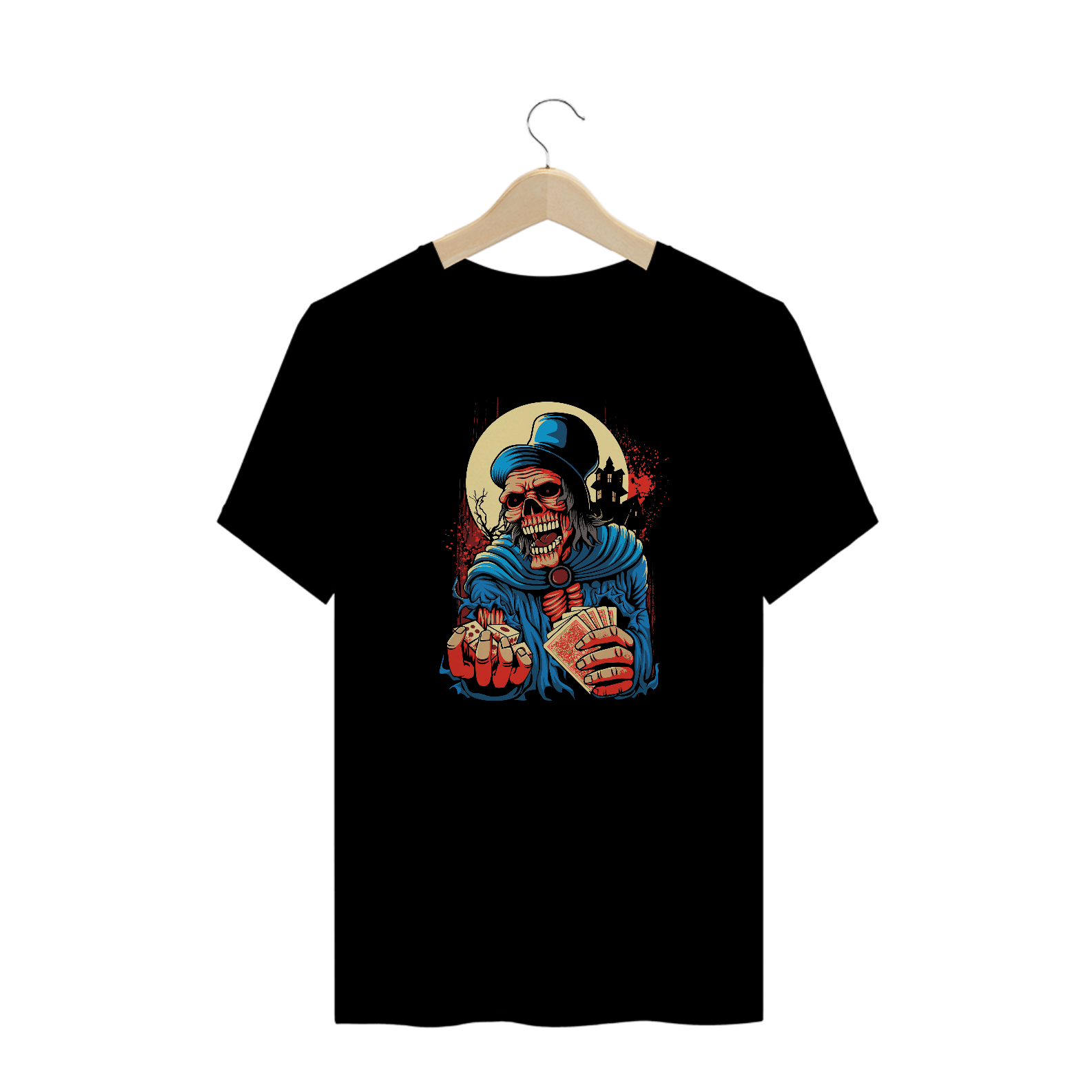 T-Shirt Caveira com Carta e Dados