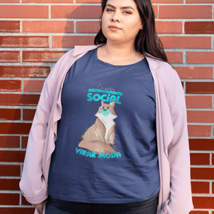 Nome do produtoCamiseta Plus Size Gato Distanciamento Social