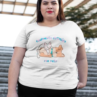 Nome do produtoCamiseta Plus Size Feminina Facilmente Distraída por Pets