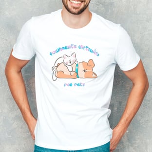 Nome do produtoCamiseta Masculina Facilmente Distraído por Pets