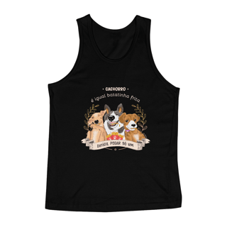 Regata Masculina Cachorro é Igual Fritas Preta