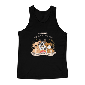 Regata Masculina Cachorro é Igual Fritas Preta