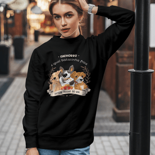 Moletom Fechado Unissex Cachorro é Igual Fritas Preto