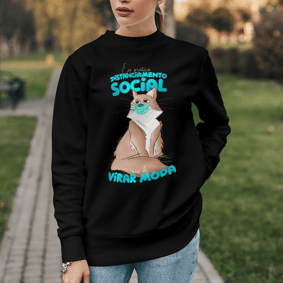 Moletom Fechado Unissex Gato Distanciamento Social