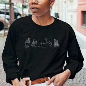 Moletom Fechado Unissex Gatos e Plantas Preto