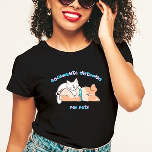 Nome do produtoCamiseta Feminina Facilmente Distraída por Pets