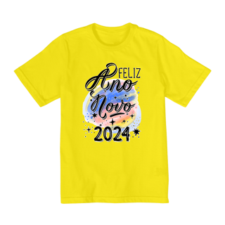 Nome do produto Camiseta Infantil (10 a 14) Ano Novo Aquarela 2024 