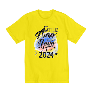 Nome do produto Camiseta Infantil (2 a 8) Ano Novo Aquarela 2024