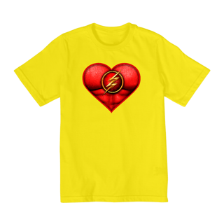 Nome do produto Camiseta Infantil (10 a 14) Coração de Herói Flash