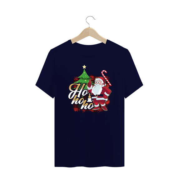 Camiseta Plus Size Natal Papai Noel Ho Ho Ho