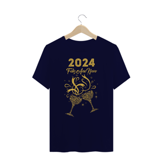 Nome do produto Camiseta Plus Size Ano Novo 2024 Brinde Glitter