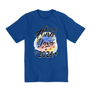 Nome do produto Camiseta Infantil (2 a 8) Ano Novo Aquarela 2024
