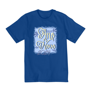 Nome do produto Camiseta Infantil (10 a 14) Ano Novo Reveillon Azul 2024