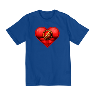 Nome do produto Camiseta Infantil (10 a 14) Coração de Herói Flash