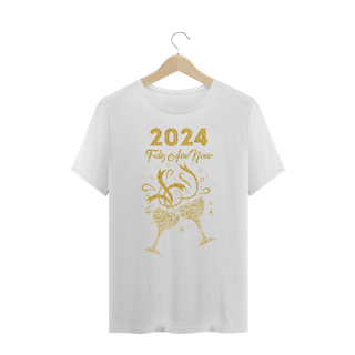Nome do produto Camiseta Plus Size Ano Novo 2024 Brinde Glitter
