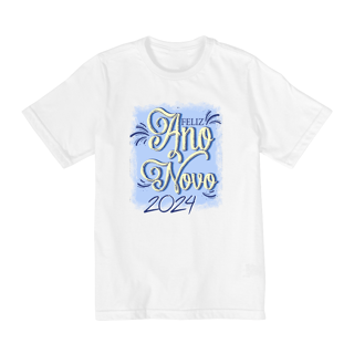 Nome do produto Camiseta Infantil (10 a 14) Ano Novo Reveillon Azul 2024
