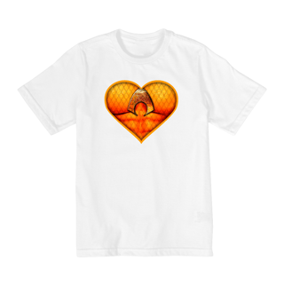 Nome do produto Camiseta Infantil (10 a 14) Coração de Herói Aquaman
