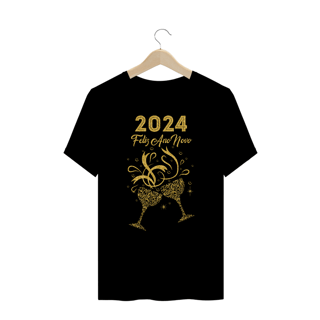 Nome do produto Camiseta Plus Size Ano Novo 2024 Brinde Glitter