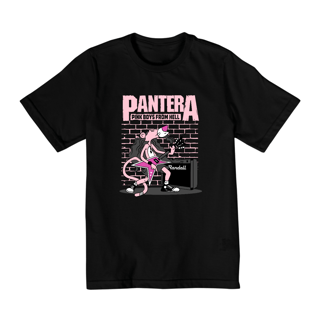 Camiseta Infantil (2 a 8) Pantera Rosa Rockeira