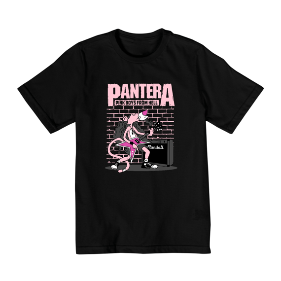 Camiseta Infantil (2 a 8) Pantera Rosa Rockeira
