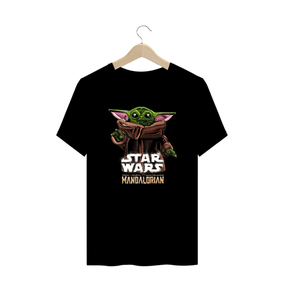 Camiseta Plus Size Baby Yoda Efeito Bordado