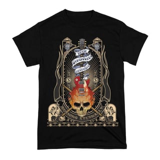 Camiseta Rock Guitarra e Caveira Queimando