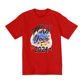Nome do produto Camiseta Infantil (10 a 14) Ano Novo Aquarela 2024 