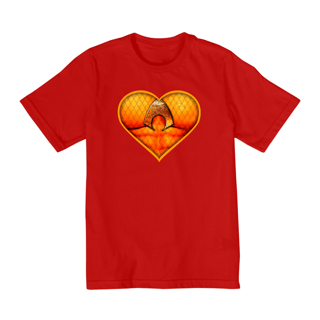Nome do produto Camiseta Infantil (10 a 14) Coração de Herói Aquaman