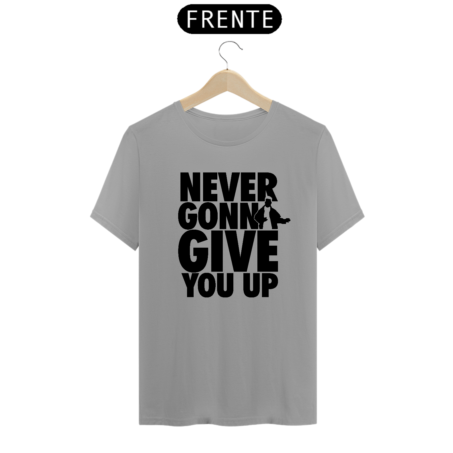 T-SHIRT RICK NEVER GONNA GIVE - ESTAMPA PRETA