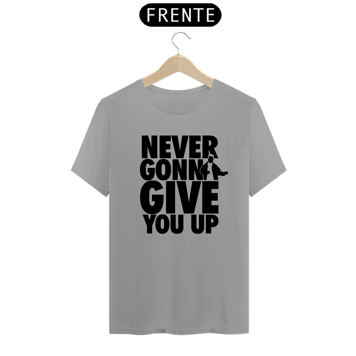 Nome do produto: T-SHIRT RICK NEVER GONNA GIVE - ESTAMPA PRETA
