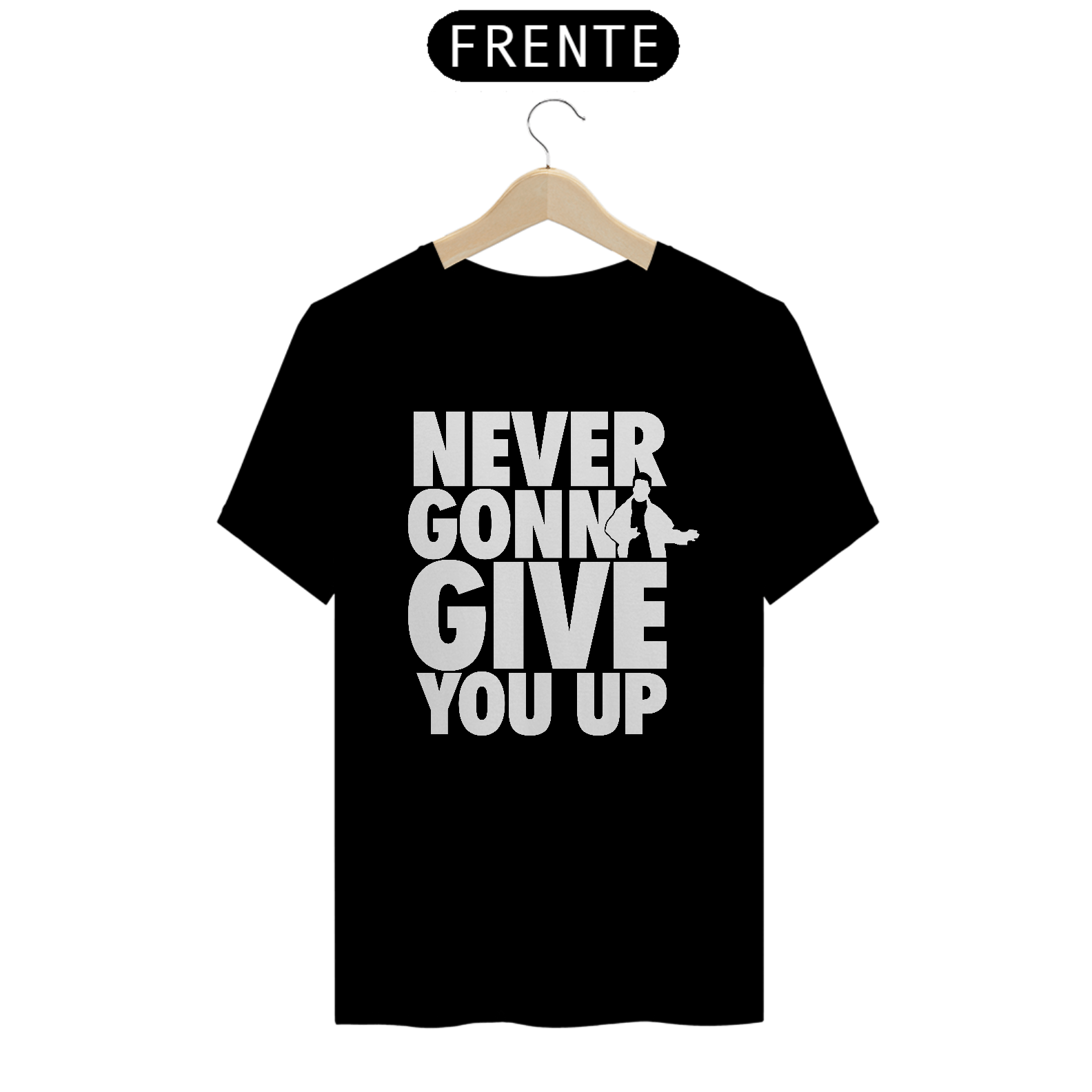 T-SHIRT RICK NEVER GONNA GIVE - ESTAMPA BRANCA