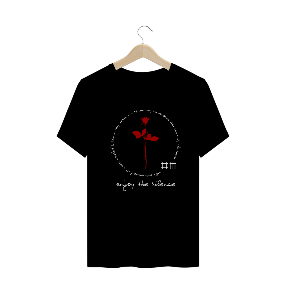 Nome do produto: THE SHIRT ENJOY THE SILENCE DETALHE VERMELHO - O SOM DO K7
