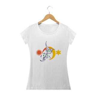 Camiseta Feminina Sol, Lua e Estrela