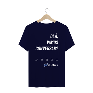 Nome do produtoCamiseta Olá, vamos conversar? Plus Size Escura