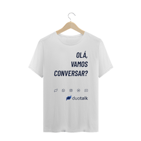 Nome do produto  Camiseta Olá, vamos conversar? Plus