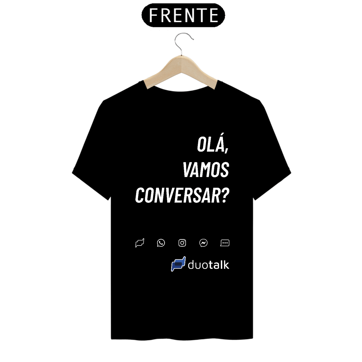 Nome do produto: Camiseta Olá, vamos conversar Escura