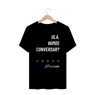 Nome do produtoCamiseta Olá, vamos conversar? Plus Size Escura