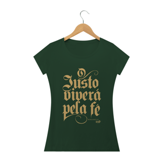 Nome do produto Baby Long feminina O Justo Viverá pela Fé (cores escuras)
