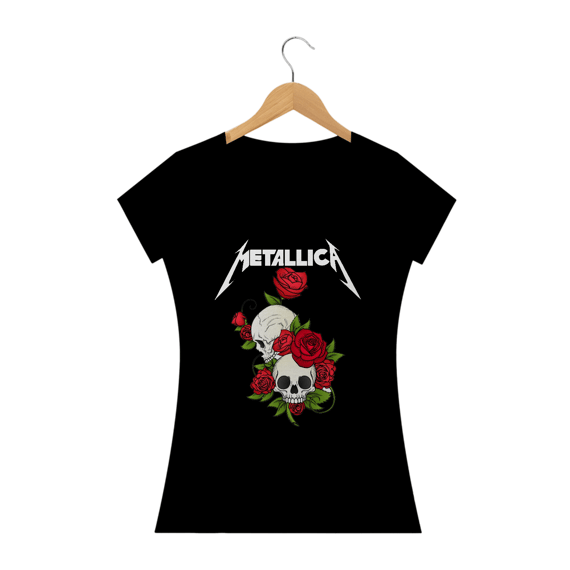 baby Look Banda Metallica Rosas - Femin.