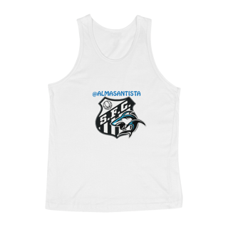 camiseta regata branca tubarão