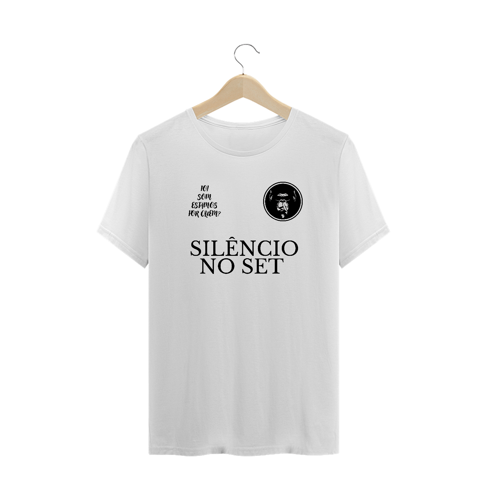 Camiseta Plus Size Silêncio no Set F.C | Branca