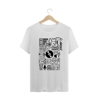 Nome do produto Camiseta ícones | Branca | Cinza